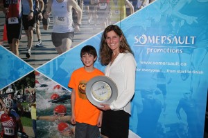 Evan receiving his award.